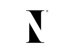 the letter n is made up of two letters, one in black and white with a small