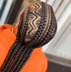 Feed In Braids Pigtails, Iverson Braids For Women, Large Cornrows Braids Black Women, Parting Hair, Braided Hairdo