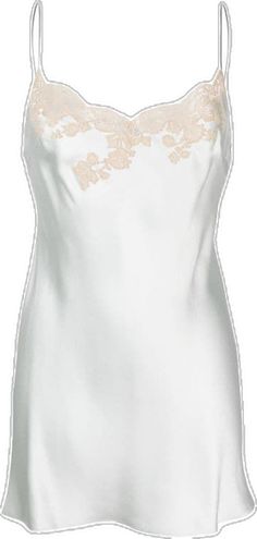 Silk Sleeveless Slip Dress With Delicate Lace, White Satin Slip Dress With Spaghetti Straps, White Slip Dress With Satin Finish And Spaghetti Straps, White Silk Slip Dress For Sleep, Chic Slip Dress For Wedding Night, Feminine White Silk Camisole, Silk Lace Trim Camisole For Spring, Silk Camisole With Lace Trim For Spring, White Silk Slip Dress With Satin Finish