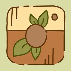 an illustration of a piece of fruit with leaves on it