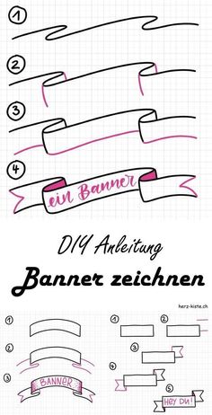 the instructions for how to draw an abstract banner in adobe and photoshopped on paper