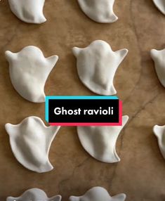 there are many white marshmallows that have been made into ghost ravioli