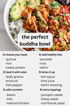 the perfect buddha bowl with instructions to make it