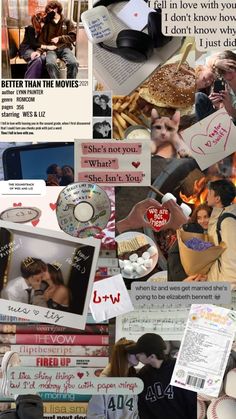 the collage shows many different pictures and words