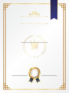 an award certificate with a gold seal and blue ribbon around it on a white background