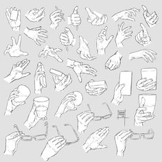 hand gestures drawn in black and white on a gray background