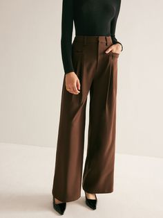 DETAILS
Composition: 92% Polyester, 8% Elastane
Design: Plain
Style: Casual
Thickness: Regular
Sheer: No
Material: Woven Fabric
Occasion: Leisure, Home, Work Brown Slacks Outfit Women, Brown Loose Pants, Brown Work Pants, Brown Wide Leg Pants, Dark Brown Pants, Clothes Wishlist, Dress Pant Suit, Mid Waist Pants, Christmas Concert