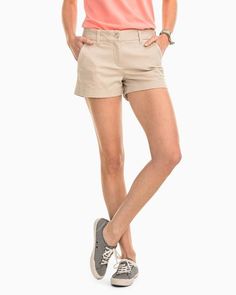 Leah Khaki Shorts for Women - short khaki shorts | Southern Tide Preppy Boys Outfits, Preppy Swimsuit, Womens Khaki Shorts, Preppy Boys, Seersucker Dress, Southern Tide, Sophisticated Dress, Open Cardigan Sweater, Cute Swimsuits