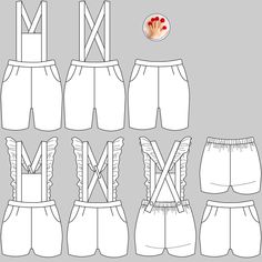 the front, back and side views of men's sports shorts with suspenders