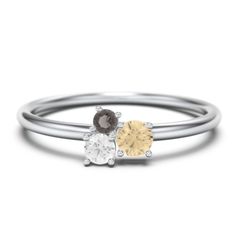 Sterling Silver 3-Stone Cluster Stackable Ring | Jewlr Canary Diamond, Pretty Ring, Stackable Ring, Pretty Rings, Stackable Rings, Ring Box, Metal Rings, Gemstone Colors, Cubic Zirconia