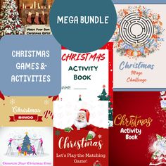 christmas games and activities for kids to play in the holiday season with text that reads mega bundle