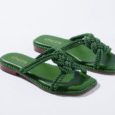 New With Box, Banana Leaf Color, Size 10.5 Chic Green Flat Sandals, Chico Shoes, Leaf Coloring, Banana Leaf, Women's Shoes Sandals, Shoes Sandals, Size 10, Women Shoes, Sandals