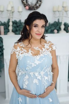 Sky blue unique custom tulle dress for pregnant has a lace-up corset fits several sizes and train. The flowy skirt is very light, very comfortable for walking. This maternity dress decorated with 3-D ivory butterflies. We sew a dress according to your individual measurements! Oder right now this beautiful dress! It will be great for amazing photo sessions! You can order a dress with a tulle veil. Shipping Free shipping Worldwide with UkrPoshta - 7-21 business days. Express shipping with UPS - 5- Wedding Maternity Dress, Corset Fits, Tulle Maternity Dress, Photo Shoot Dress, Pregnancy Photo Shoot, Lace Corset Dress, Baby Shower Dress, Embroidered Tulle Dress, Long Flowy Skirt