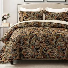 the comforter is neatly made and ready to be used in this bedding set