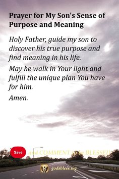 Prayer for My Son's Sense of Purpose and Meaning Prayer For Adult Son, Pray For Son, Novena Prayers Catholic, Saint Paisios, Prayer For Our Children