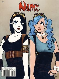 an image of two women with blue hair on the cover of comic book nom