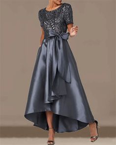 Evening Dress High Low Evening Dresses, Bow Party, Party Ladies, Simple Bow, Mother Of The Bride Dresses Long, Mother Of Bride Outfits, Mother Of The Bride Gown, Mother Of Groom Dresses