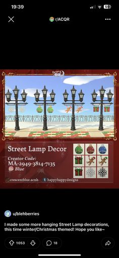 a screen shot of the street lamp decor app