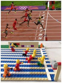 legos are running on the track in different ways