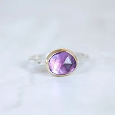 Amethyst Ring 10K Gold & Silver Amethyst Ring Rose Cut - Etsy Faceted Purple Amethyst Ring Fine Jewelry, Faceted Amethyst Ring In Purple, Faceted Amethyst Ring In Fine Jewelry Style, Fine Jewelry Amethyst Faceted Ring, Fine Jewelry Amethyst Rings With Faceted Details, Faceted Amethyst Purple Ring, Faceted Amethyst Ring Gift, Fine Jewelry Faceted Amethyst Ring, Purple Faceted Wedding Rings