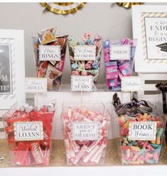 the candy bar is filled with different types of candies