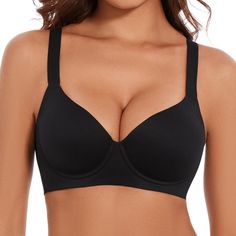 PRICES MAY VARY. 【Ultra Soft Underwire Bras for Women】: 38.5% spandex gives this bra more stretch than most push-up bras on the market. The microfiber fabric is soft against their skin and the fine hole details on the side wings help with ventilation. 【Smooth Comfort Band】: This full-support seamless bra has a smooth comfort band under the bust and wide wings that create a soft base for clothing. "It smooths your back and underarms and you can wear it for 18 hours and it doesn’t hurt." raved one Best Back Smoothing Bras, Push-up Bra, Minimizer Bras, Underwire Bras, Accessory Inspo, Minimiser Bra, Big Bust, Lounge Lingerie, Plus Size Bra