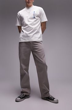 A loose fit and modern hue distinguish these straight-pants crafted from pure cotton. 16" leg opening; 11 1/4" front rise; 15" back rise (size 32x32) Zip fly with button closure Front scoop pockets; back patch pockets 100% cotton Machine wash, line dry Imported Urban Straight Leg Cotton Cargo Pants, Relaxed Fit Full-length Cotton Cargo Pants, Relaxed Fit Full Length Wide Leg Cotton Pants, Cotton Wide Leg Full Length Pants In Relaxed Fit, Cotton Wide Leg Full Length Pants, Classic Cargo Pants For Streetwear With Straight Hem, Classic Cargo Pants With Straight Hem For Streetwear, Streetwear Bottoms With Welt Pockets And Straight Hem, Classic Straight Hem Cargo Pants For Streetwear