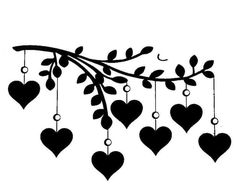 a branch with hearts hanging from it