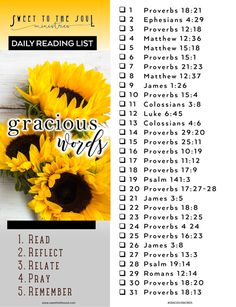 the daily reading list is shown with sunflowers