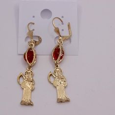 Gold-Plated The Grim Reaper Earrings Grim Reaper Jewelry, The Grim Reaper, Red Stones, Earrings Red, The Grim, Stone Gold, Grim Reaper, Red Stone, Gold Plated Jewelry