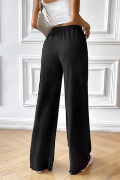 Features: Pocketed Sheer: Opaque Material composition: 95% polyester, 5% elastane Care instructions: Machine wash cold. Tumble dry low. Imported Product measurements: S:Bottom Length 40.55 in, Waist 25.20 in, HIP 37.80 in M:Bottom Length 40.94 in, Waist 27.17 in, HIP 39.76 in L:Bottom Length 41.54 in, Waist 29.53 in, HIP 42.13 in XL:Bottom Length 42.13 in, Waist 32.28 in, HIP 44.88 in Solid Color Pants, Casual Wide Leg Pants, Pantalon Large, Pant Style, Everyday Dresses, Romper With Skirt, Spring 2024, High Waisted Trousers, Pull On Pants