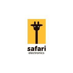 the logo for safari electronics, which is designed to look like a giraffe's head