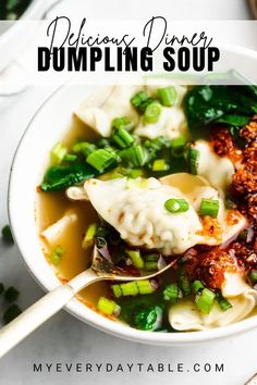 Dumpling soup is an easy soup for weeknights made with basic ingredients that lead to major flavor! When you’re craving a lighter meal that’s still plenty satisfying, look no further than this potsticker soup (aka wonton soup). It’s easy to customize your bowl according to your flavor preferences, so it works for everyone in the family!