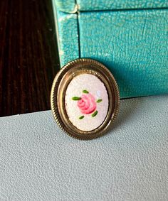 Gorgeous condition true vintage brooch FREE SHIPPING Vintage Rose Brooches For Gifts, Vintage Rose Brooch, Vintage Pink Enamel Brooches, Vintage Pink Collectible Brooches, Flower-shaped Enamel Brooches For Wedding, Pink Rose Flower, Flower Brooch, True Vintage, Vintage Brooches