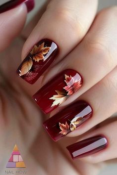 Fall Gel Nails, Fall Nail Art Designs, Red Nail Designs, Thanksgiving Nails, Red Nail, Autumn Nails, Fall Nail Designs, Fancy Nails