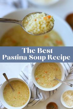 the best pasta soup recipe is made with rice and broth, then topped with parmesan cheese