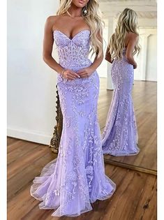 A-Line Evening Gown Elegant Dress Formal Floor Length 3/4 Length Sleeve V Neck Fall Wedding Guest Chiffon with Embroidery 2024 2024 - $119 Lavender Prom Dresses, Purple Evening Dress, Mermaid Sweetheart, Dress With Corset, Strapless Prom Dress, Prom Dresses Long Mermaid, Dress Mermaid, Sweetheart Prom Dress, Lace Prom Dress