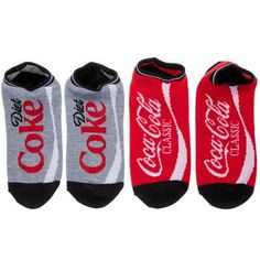 Size: Unisex Adult 4 - 10 Color: Red, White, Gray & Black Content: 98% Polyester & 2% Spandex UPC: 086694667071 Quantity: 2 Pairs Care: Machine Wash Cold Non-Chlorine Bleach When Needed Tumble Dry, Low Do Not Iron Treat the cola lover in your family to a pair of these Coca Cola Low Cut Socks. They come in two iconic styles, one featuring the classic Coke imagery while the other showcases a Diet Coke design. Wear some treats on your feet by putting on a pair of these sweet socks! Red Stretch Sporty Socks, Comfortable Stretch Red Socks, Wearable Art Fashion, Low Cut Socks, Diet Coke, Hobby Lobby, Low Cut, Wearable Art, Put On