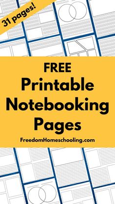 the free printable notebooking pages for homeschoolinng is shown in blue and yellow