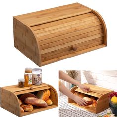 the bread box is made out of wood