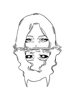 a woman's face is reflected in the water with her eyes wide open, while she