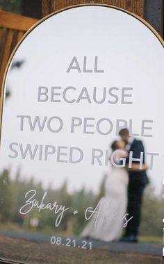 a wedding photo with the words all because two people swept right in front of them