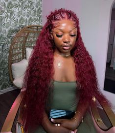 Deep Wave Burgundy Wig Styles, Burgundy Deep Wave Wig Styles, Deep Wave Wig Hairstyles Black Women, Burgundy Wigs For Black Women, Vacay Hairstyles, Lace Wigs Styles, Lace Closure Hairstyles, Frontal Wig Hairstyles, Ginger Hair Color