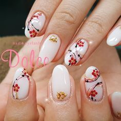 Simple Nail Art Round Nails, Chinese New Year Nail Design, Nail Tet, Cny Design, Cny Nails, Asian Nail Art, Nail Fashion Trends