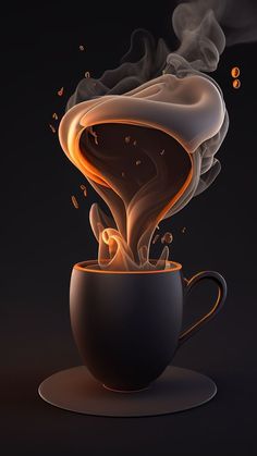 a coffee cup with steam rising out of it