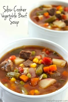 the recipe for slow cooker vegetable beef soup is shown