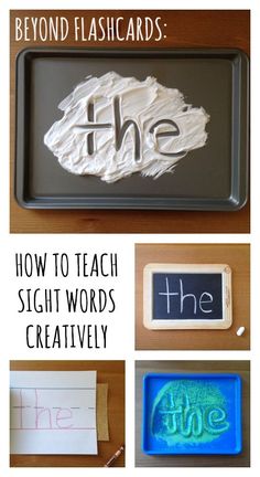 four different pictures with the words, how to teach sight words creatively