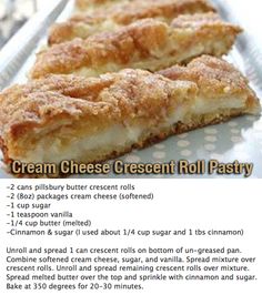 a recipe for cream cheese crescent roll pastry