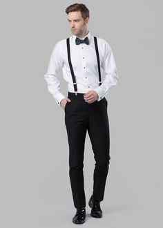 Black Peak Lapel Tuxedo | Menguin | Black Tuxedo Rental Slim Fit Tuxedo For Black-tie Events, Slim Fit Tuxedo For Parties, Slim Fit Tuxedo For Party In Suiting Fabric, Slim Fit Party Tuxedo In Suiting Fabric, Formal Tuxedo Pants With Suit Collar, Dapper Fitted Tuxedo For Black-tie Events, Fitted Dapper Tuxedo For Black-tie Events, Dapper Fitted Suit For Black-tie Events, Classic Party Tuxedo In Suiting Fabric