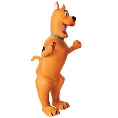 an inflatable dog is standing on its hind legs and has it's mouth open